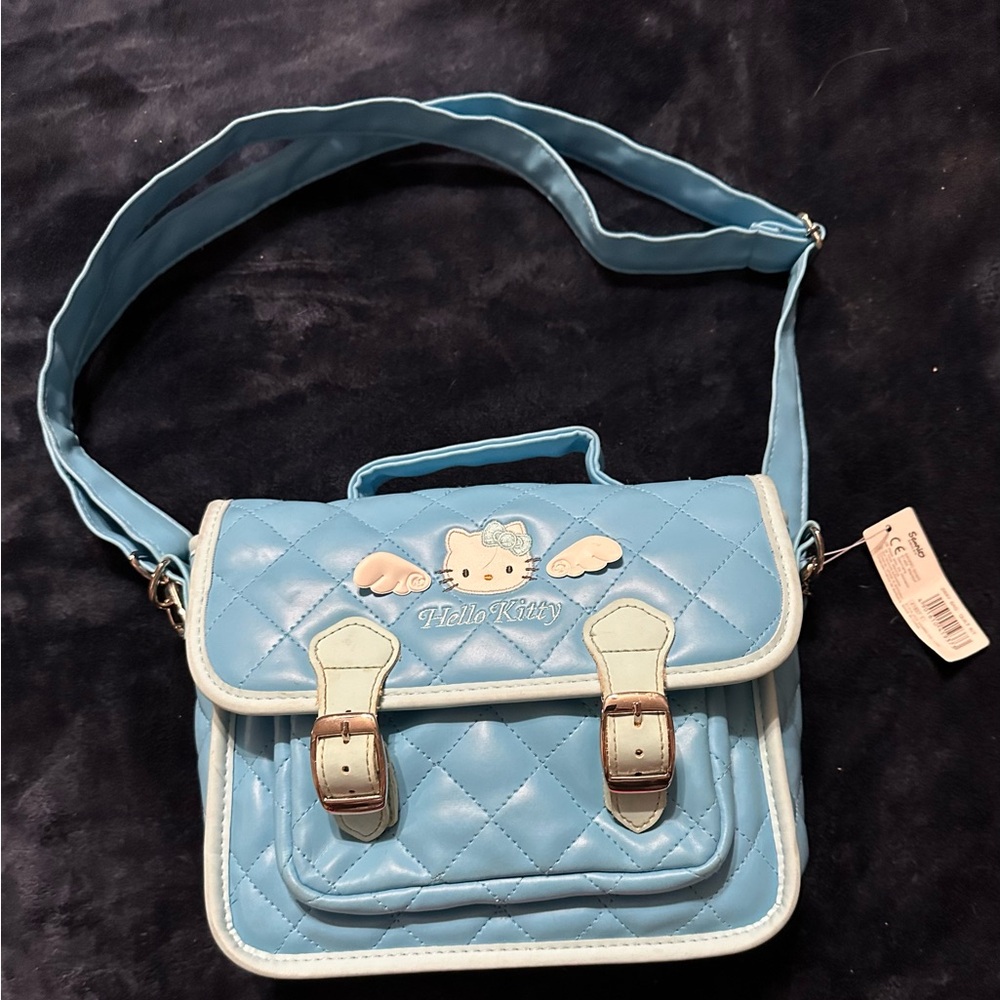 NWT Sanrio Smiles 2002 quilted 2way bag Hello Kitty blue angel - rare find!